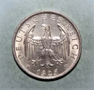 S12 - ドイツ 2 ライヒスマルク 1925-A 華麗な未流通銀貨 - イーグル