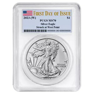2023 (W) $1 アメリカン シルバー イーグル PCGS MS70 FDOI フラグ ラベル ホワイト フレーム