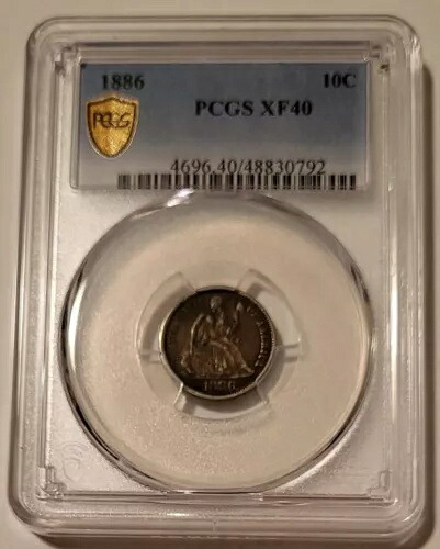 1886 シーテッド リバティ ダイム XF40 PCGS トーン
