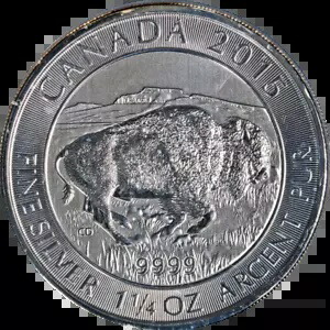 2015 カナダ シルバー $8 バイソン 1.25 オンス PCGS MS70 ファースト ストライク