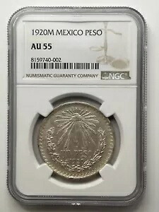 1920 M メキシコ シルバー ペソ NGC AU55 (NGC 人口 21)