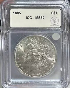 1885 モルガン シルバー ダラー ICG MS-62 IDC 検証済み