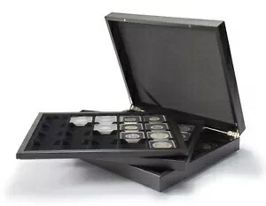 新しい高級コインボックス 60 クアドラム 2x2 ホルダーコレクターギフト木製プレゼンテーション