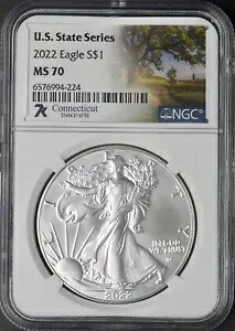 2022 アメリカン シルバー イーグル - NGC MS70 - 7K コネチカット - ?COINGIANTS?