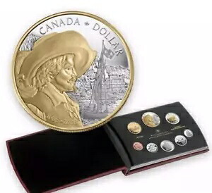 2008 カナダ 8 コイン プルーフ セット、金メッキ銀ドルとレア ペニー付き