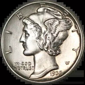 1935-D マーキュリー ダイム - スプリット バンド エグゼクティブ コイン カンパニーからのお買い得品