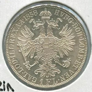 1858-A オーストリア ワン フロリン銀貨フランツ ヨーゼフ 1 世 - SR826