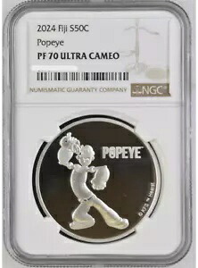 2024 フィジー ポパイ 1 オンス シルバー コイン NGC PF 70 UCAM