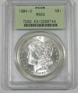 1904-O モーガン シルバー ダラー PCGS MS 63 オールド グリーン ホルダー ~ 観察スポット