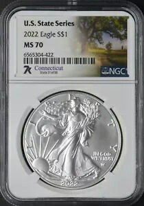 2022 アメリカン シルバー イーグル - NGC MS70 - 7K コネチカット - ?COINGIANTS?