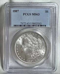 1887 PCGS MS63 モルガン ドル。見事な90%の銀貨。素晴らしいアイアピール! ????