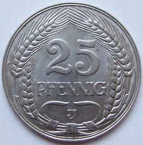 コイン ドイツ帝国 25 フェニヒ 1912 J IN 極美品 / 54,120円