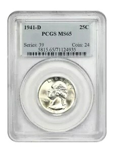 1941-D 25C PCGS MS65