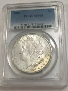 1884 年選択の BU モルガン シルバー ダラー。 PCGS MS63 #rk883