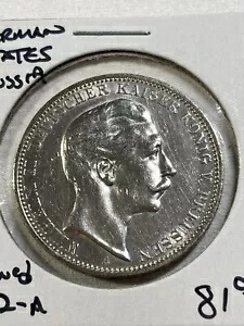 1912-A ドイツ帝国 3 マーク銀貨 クリーニング済み