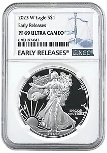 2023 W 1oz シルバー イーグル プルーフ NGC PF69 UC - 初期リリース - ブルー ラベル