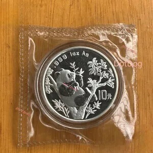 1 個 1995 中国パンダコイン銀貨中国パンダ 10 元コイン 1 オンス 7 葉