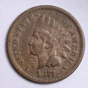 1874 インディアン ヘッド セント ペニー ファイン オールド レア コイン リバティ B648 KJ