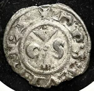 シチリア イタリア アンコーナ 1250-1348 シルバー デナロ コイン テンプル騎士団十字軍 NGC XF