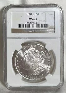 1881-S NGC MS63 モーガン 90% シルバー ダラー。ほぼ証拠のようです！見事なコイン！