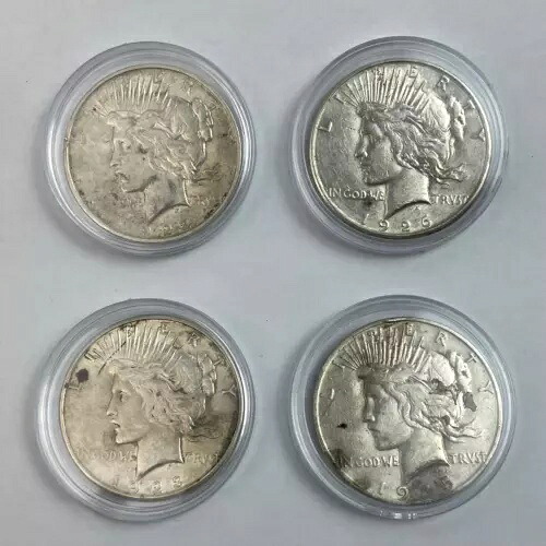 Peace Silver Dollar $1 コイン 4 枚セット 1922 D、1923 S、1926 S、1935 S
