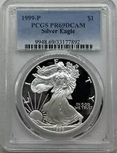 1999 P プルーフ シルバー イーグルス PCGS PR-69 DCAM