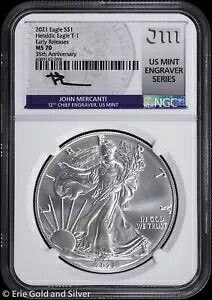 2021 $1 タイプ 1 アメリカン シルバー イーグル NGC MS 70 |メルカンティ署名の早期リリース