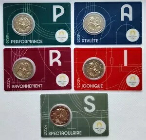 フランス 5 x 2 ユーロ 2024 年パリオリンピック コインカードセット (#9559)
