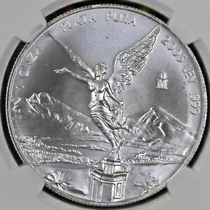 素晴らしい宝石部 | 2005 MO メキシコ NGC MS68 オンザ .999 シルバー 1 オンス リベルタード アイシー ホワイト