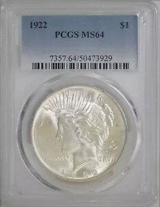 1922 ピース シルバー ドル ~ PCGS MS 64 ~ オリジナル コイン ~ 送料無料 #P031