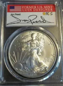 PCGS 2012 P アメリカン シルバー イーグル ドル 米国造幣局 MS-70 ジム ピード