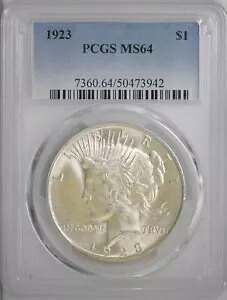 1923 ピース シルバー ドル ~ PCGS MS 64 ~ オリジナル コイン ~ 送料無料 #P080