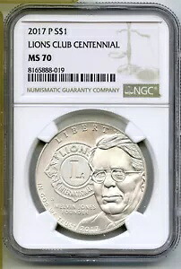 2017 ライオンズ クラブ センテニアル シルバー ダラー NGC MS 70 コイン フィラデルフィア - J349