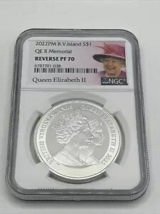 2022PM B.V. アイランド S$1 QE II メモリアル NGC リバース プルーフ PR70