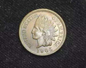 HS&C: 1905 インディアン ヘッド ペニー/セント 赤の痕跡。茶色。 BUUSコイン