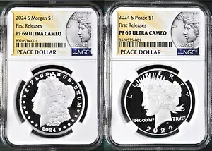 2 コイン セット 2024 モルガン ピース プルーフ シルバー ドル NGC PF 69 UC 初回リリース 52,800円