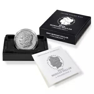 2023 $1 モーガン シルバー ドル ボックス、OGP & COA