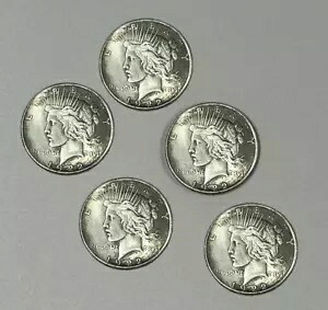 コイン 5 枚ロット - 1922 平和銀ドル 90% 米国銀貨