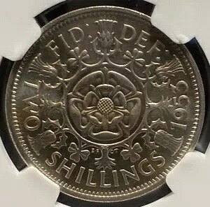 NGC PF65 イギリス 1953 エリザベス 2 世戴冠式 プルーフ 2S 2 シリング コイン