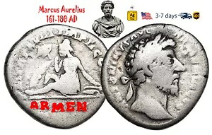 古代ローマ帝国コイン シルバー デナリウス マルクス アウレリウス 161 180 AD #31566