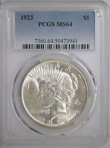1923 ピース シルバー ドル ~ PCGS MS 64 ~ オリジナル コイン ~ 送料無料 #P079