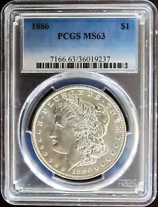 1886 モルガン銀ドル、PCGS MS 63
