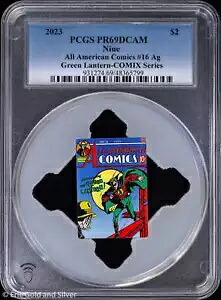 2023 $2 ニウエ 1 オンス シルバー プルーフ COMIX シリーズ #16 グリーン ランタン PCGS PR 69 DCAM｜WORLD RESOURCE【KING店】 59,290円