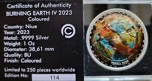 2023 ニウエ 1 オンス シルバー バーニング アース 地球温暖化 テラ IV｜WORLD RESOURCE【KING店】