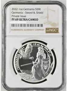 2022 ゲルマニア ソード アンド シールド 1 オンス シルバー コイン NGC PF 69 UCAM｜WORLD RESOURCE【KING店】