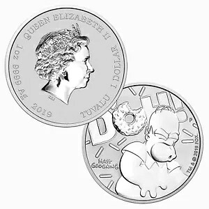 2019 ツバル $1 シルバー ホーマー シンプソン 1オンス .9999 シルバー BU｜WORLD RESOURCE【KING店】