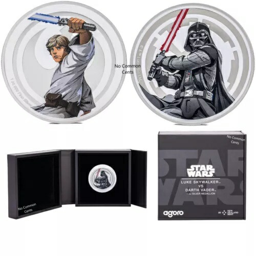 2024 NZM スター・ウォーズ ルーク・スカイウォーカー & ダース・ベイダー 1 オンス シルバー コイン メダル ボックス/COA