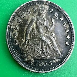 1855 シーテッド リバティ ハーフ ダイム アロー - トーンの高級コイン