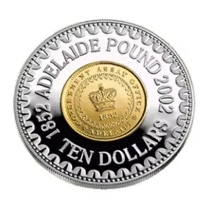 1852 - 2002 オーストラリア建国 150 周年記念 アデレード ポンド 10 ドル コイン 箱と COA 付き
