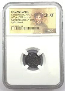コンスタンティノポリスのローマ AE コイン (AD 330-346) Epfig Hoard NGC (XF) 品質